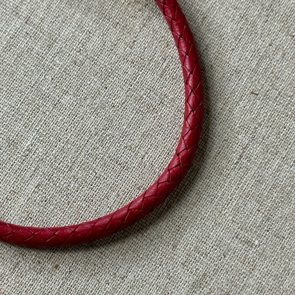 Hermes Hook Red Braided Leather Bracelet - Picture 4 of 5